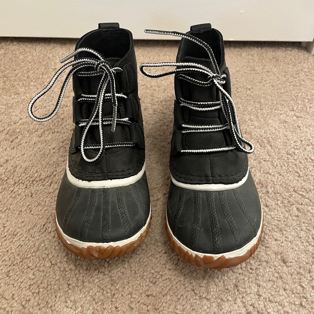 Black and White Lace-Up Boots